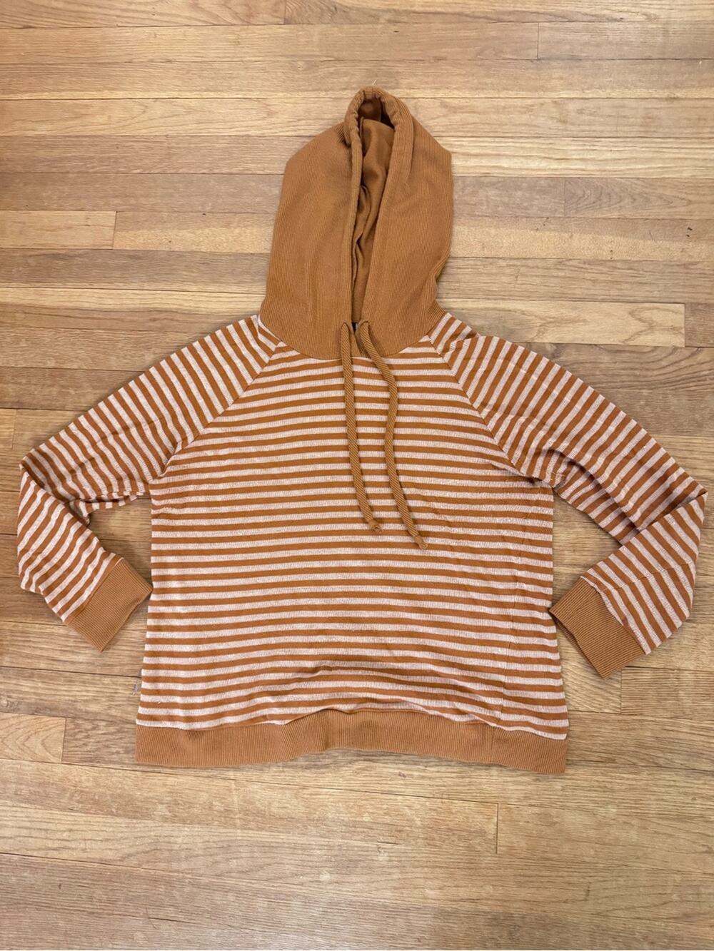 STACCATO Women's Orange White Striped Hoodie - Size L
 b69